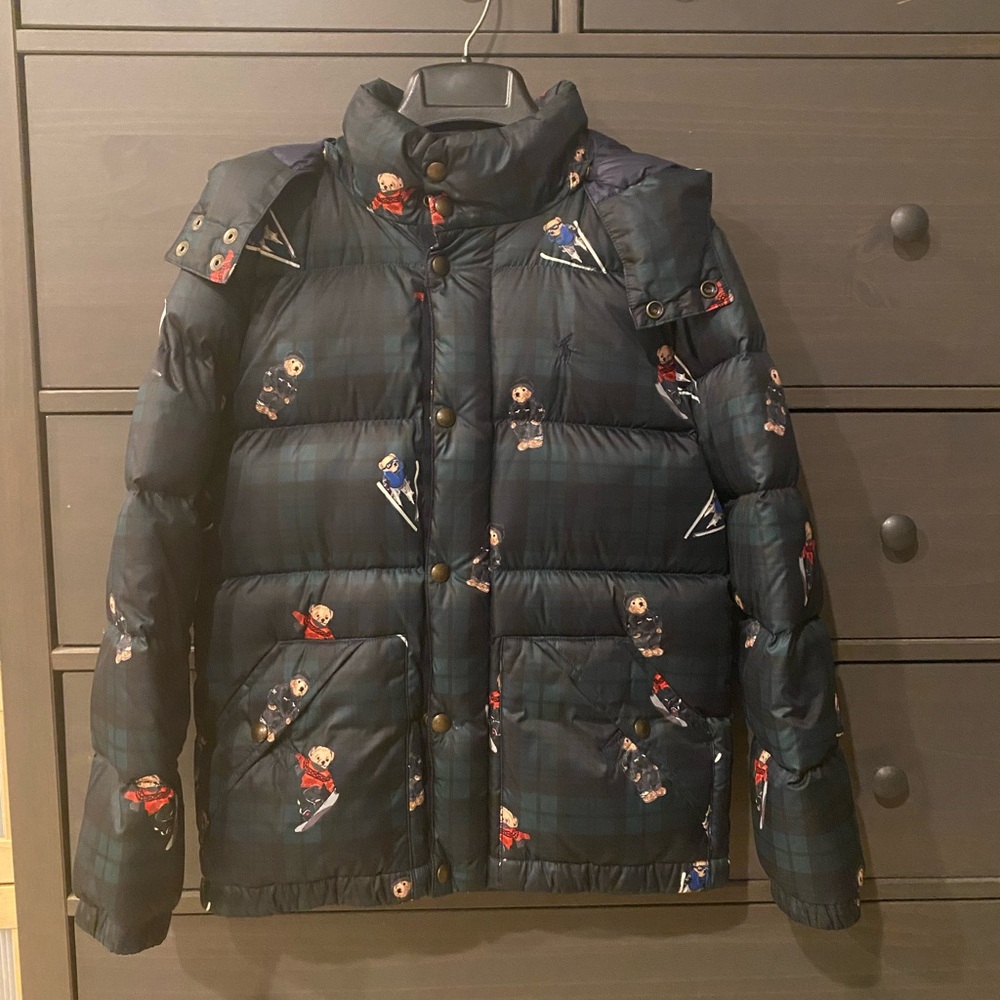 Ralph Lauren Polo Boys Down Jacket Bear Blackwatch - Picture 3 of 4